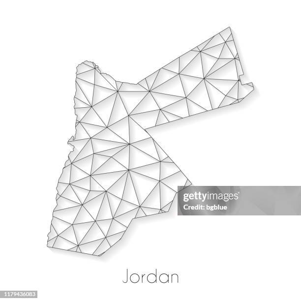 jordan map connection - network mesh on white background - amman stock illustrations