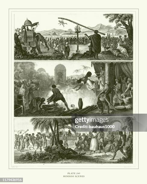illustrations, cliparts, dessins animés et icônes de gravure antique, scènes hindoues gravure antique illustration, publié 1851 - gothic style