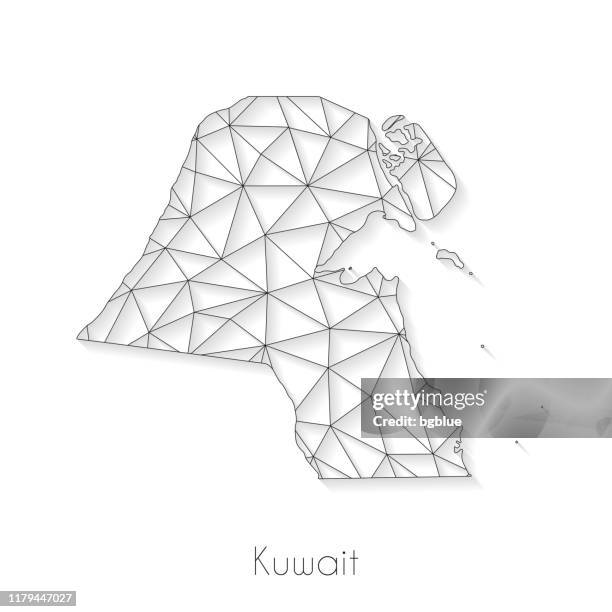 kuwait map connection - network mesh on white background - kuwait pattern stock illustrations