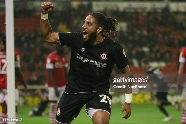 Ashley Williams of Bristol City celebrates Bristol City's 2nd goal scored by Andreas Weimann of Bristol City during the Sky Bet Championship match...