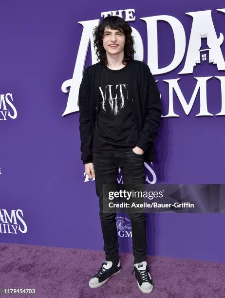 Finn Wolfhard attends the Premiere of MGM's "The Addams Family" at Westfield Century City AMC on October 06, 2019 in Los Angeles, California.