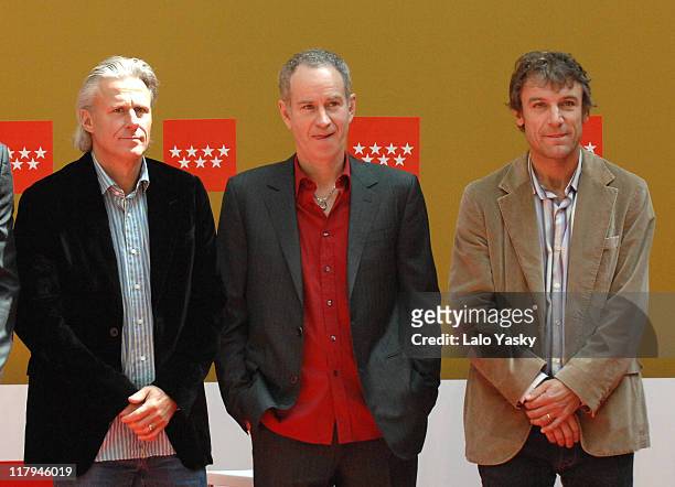 Bjorn Borg, John McEnroe and Mats Wilander during the Madrid Masters Senior Presentation at Casa de Correos, Madrid, Spain on April 13, 2007.