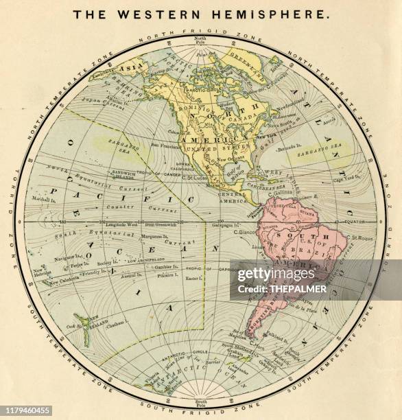 illustrations, cliparts, dessins animés et icônes de carte hémisphère occidental1881 - hémisphère