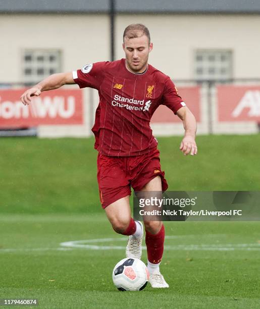 Herbie Kane of Liverpool in action during the PL2 game at The Kirkby Academy on November 2, 2019 in Kirkby, England.