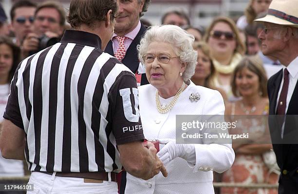 Queen Elizabeth II during the prize giving at The Cartier Queen's Cup Finals Day held at Guards Polo Club, Windsor, England on June 18, 2006.