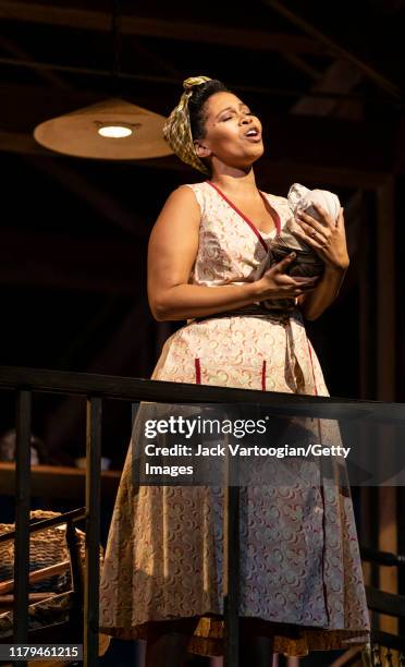 South African soprano Golda Schultz performs 'Summertime' at the final dress rehearsal prior to the premiere of the new Metropolitan Opera, Dutch...