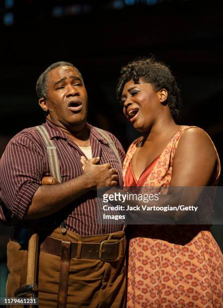 American opera singers baritone Eric Owens and soprano Angel Blue perform at the final dress rehearsal prior to the premiere of the new Metropolitan...