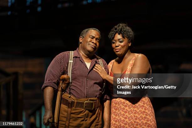 American opera singers baritone Eric Owens and soprano Angel Blue perform at the final dress rehearsal prior to the premiere of the new Metropolitan...