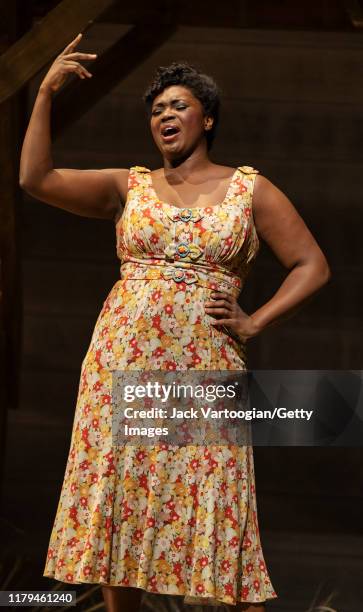 American soprano Angel Blue performs at the final dress rehearsal prior to the premiere of the new Metropolitan Opera, Dutch National Opera, and...