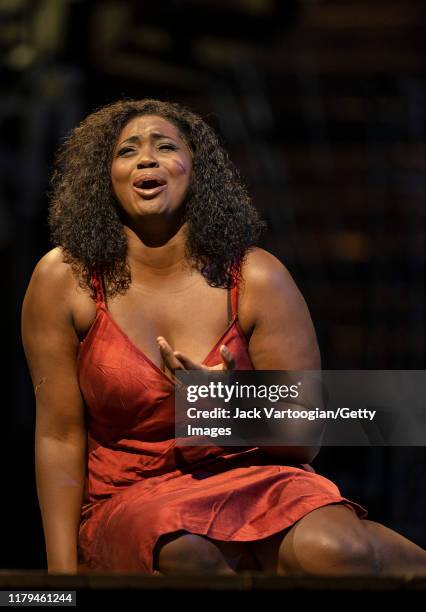 American soprano Angel Blue performs at the final dress rehearsal prior to the premiere of the new Metropolitan Opera, Dutch National Opera, and...