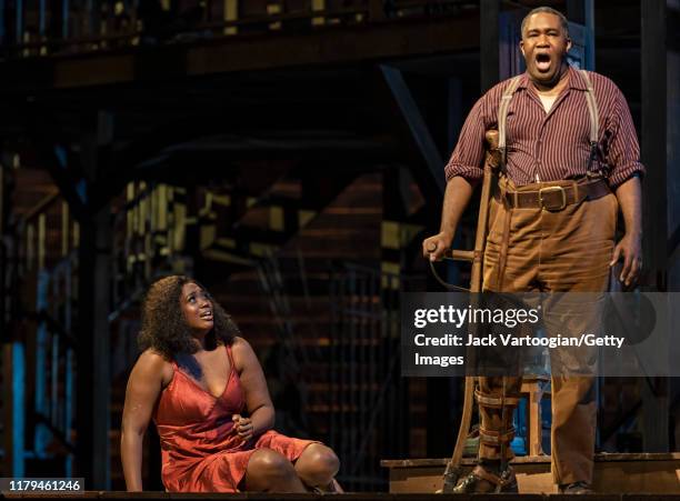 American opera singers baritone Eric Owens and soprano Angel Blue perform at the final dress rehearsal prior to the premiere of the new Metropolitan...