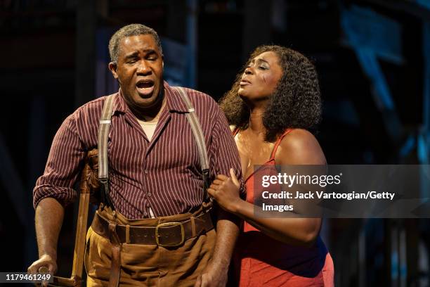 American opera singers baritone Eric Owens and soprano Angel Blue perform at the final dress rehearsal prior to the premiere of the new Metropolitan...