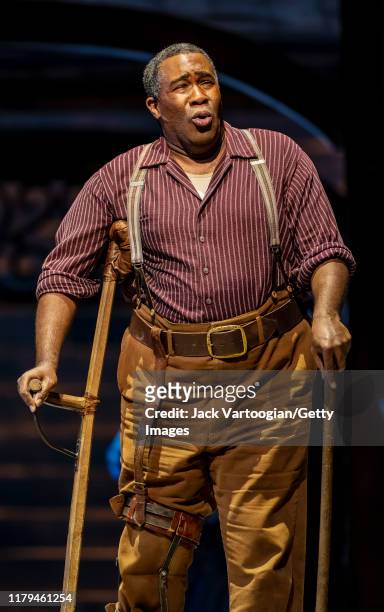 American baritone Eric Owens performs at the final dress rehearsal prior to the premiere of the new Metropolitan Opera, Dutch National Opera, and...