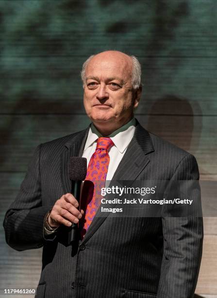 Metropolitan Opera Stage Manager Raymond Menard introduces the final dress rehearsal prior to the premiere of the new Metropolitan Opera, Dutch...