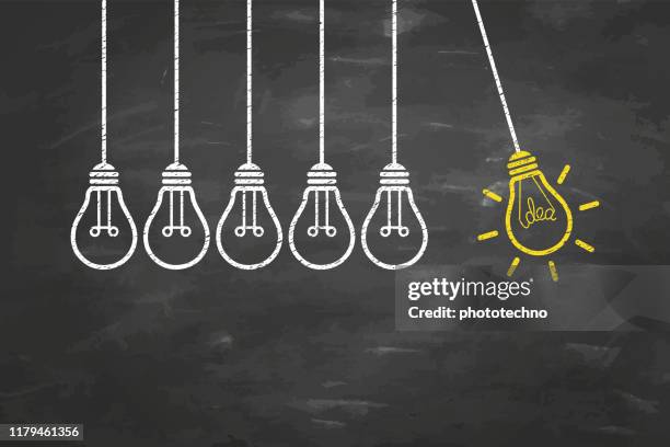 idea concepts with light bulb on chalkboard background - surrounded by computers stock illustrations