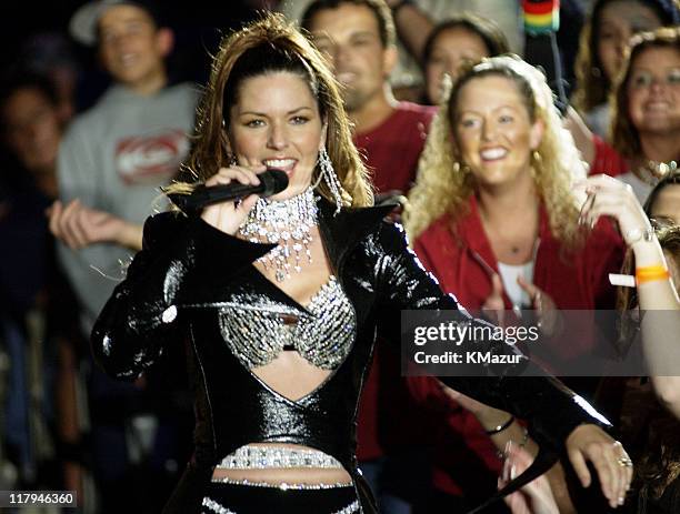 Shania Twain during Super Bowl XXXVII - AT&T Wireless Super Bowl XXXVII Halftime Show - Rehearsal at Qualcomm Stadium in San Diego, California,...