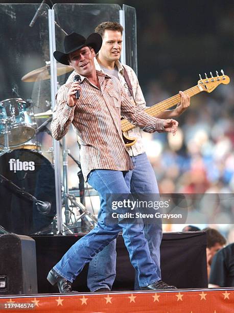 Clay Walker performs prior to the start of the 2004 Century 21 Home Run Derby at Minute Maid Park in Houston, Texas July 12, 2004.