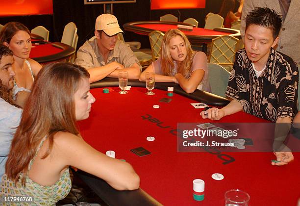 Amber Brkich, Jorge Garcia, Kelli Williams, Peter Berg and Estella Warren receive last minute poker tips