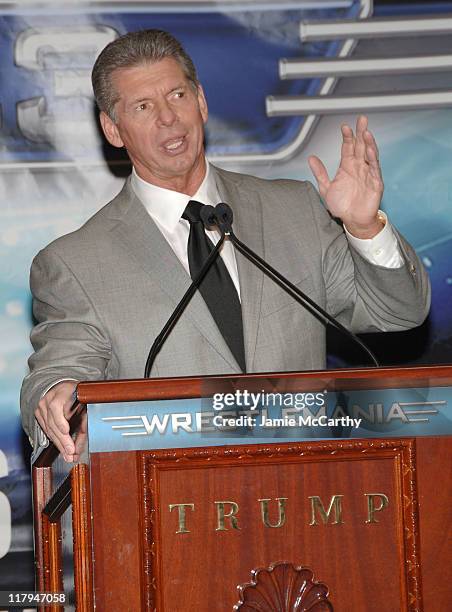 Chairman Vince McMahon during Donald Trump and WWE News Conference for WrestleMania 23 - March 28, 2007 at Trump Tower in New York City, New York,...