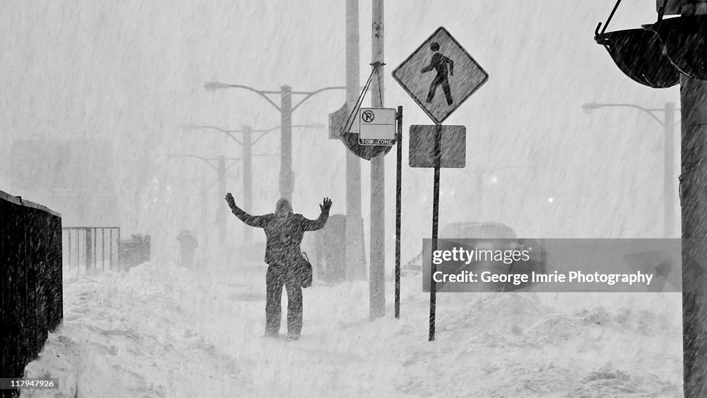 Man in snowstorm