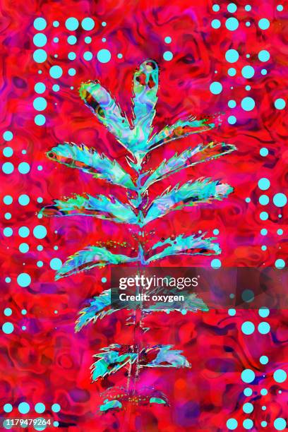 abstract collage from autumn teal leaves on red background - ash tree leaf photo vertical stock pictures, royalty-free photos & images