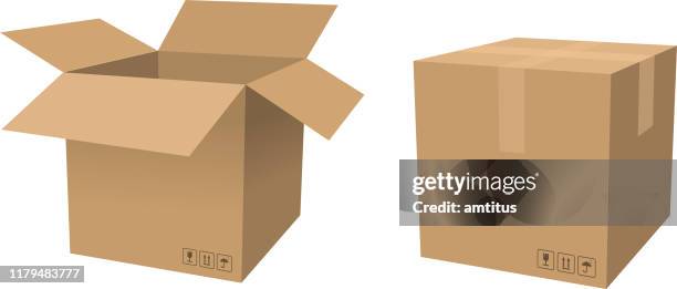 karton öffnen und schließen - box container stock-grafiken, -clipart, -cartoons und -symbole