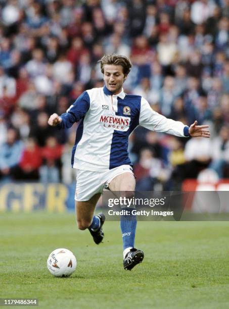 Rovers player Tim Sherwood in action during a Premiership match against Ipswich on May 7, 1994 in Blackburn, United Kingdom.