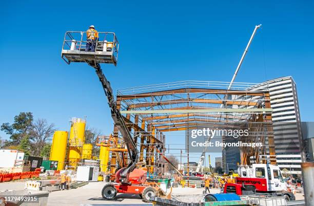 victoria's big build: metro tunnel construction, anzac station, domain interchange, st kilda road - mobile crane stock pictures, royalty-free photos & images