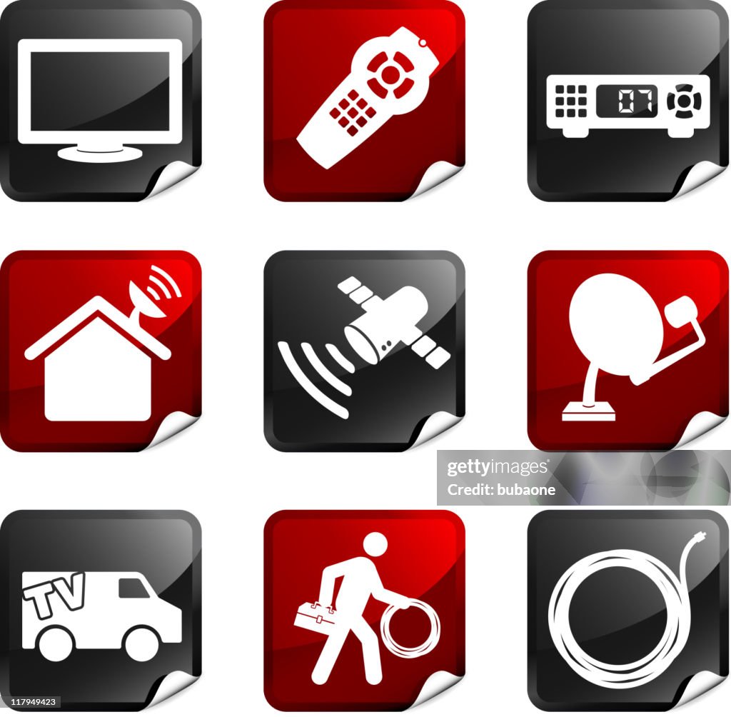 Digital cable satellite television royalty free vector icon set stickers