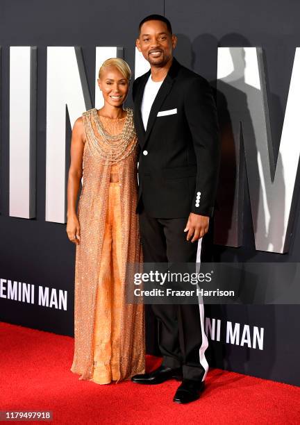 Jada Pinkett Smith and Will Smith attend Paramount Pictures' Premiere Of "Gemini Man" on October 06, 2019 in Hollywood, California.