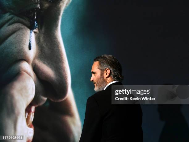 Joaquin Phoenix attends the premiere of Warner Bros Pictures "Joker" on September 28, 2019 in Hollywood, California.