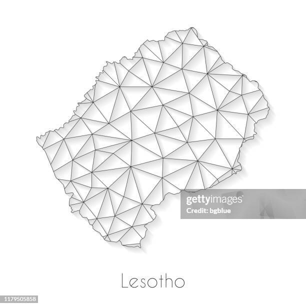 ilustraciones, imágenes clip art, dibujos animados e iconos de stock de conexión de mapa lesotho - malla de red sobre fondo blanco - lesotho map