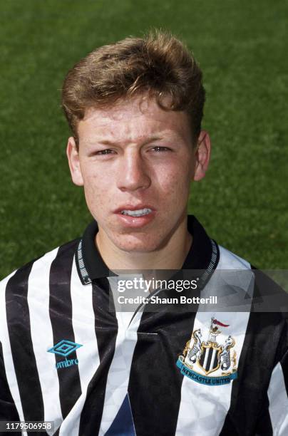 Newcastle United player Alan Thomspon pcitured at the 1991/92 pre season photocall at St James' Park in July 1991 in Newcastle Upon Tyne, United...