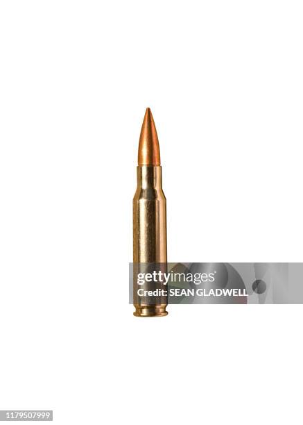rifle bullet on white - projektil bildbanksfoton och bilder