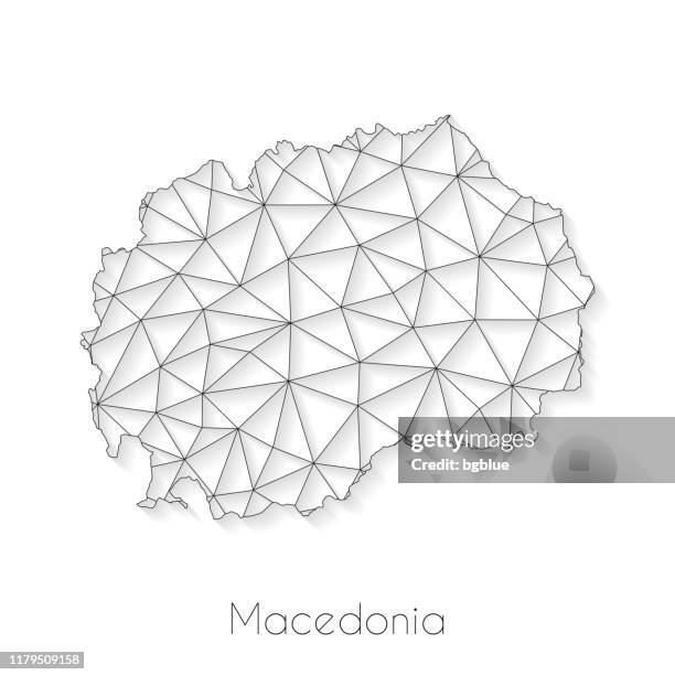 macedonia map connection - network mesh on white background - skopje stock illustrations