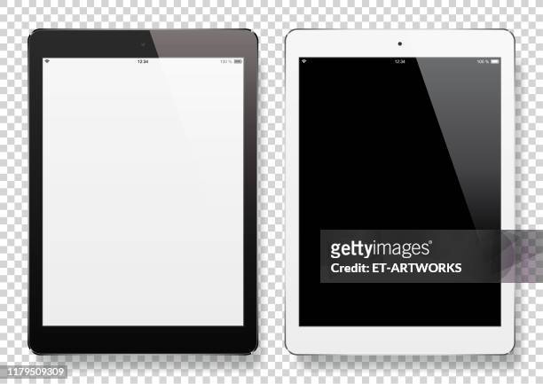 digitale tablets mit leerem bildschirm - tablet pc stock-grafiken, -clipart, -cartoons und -symbole