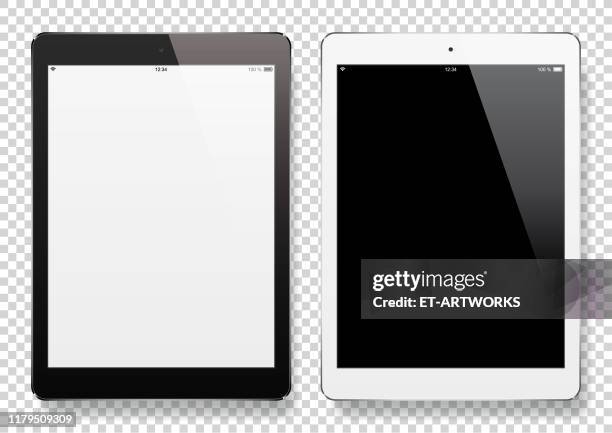 illustrations, cliparts, dessins animés et icônes de tablettes numériques à écran blanc - tablette numérique
