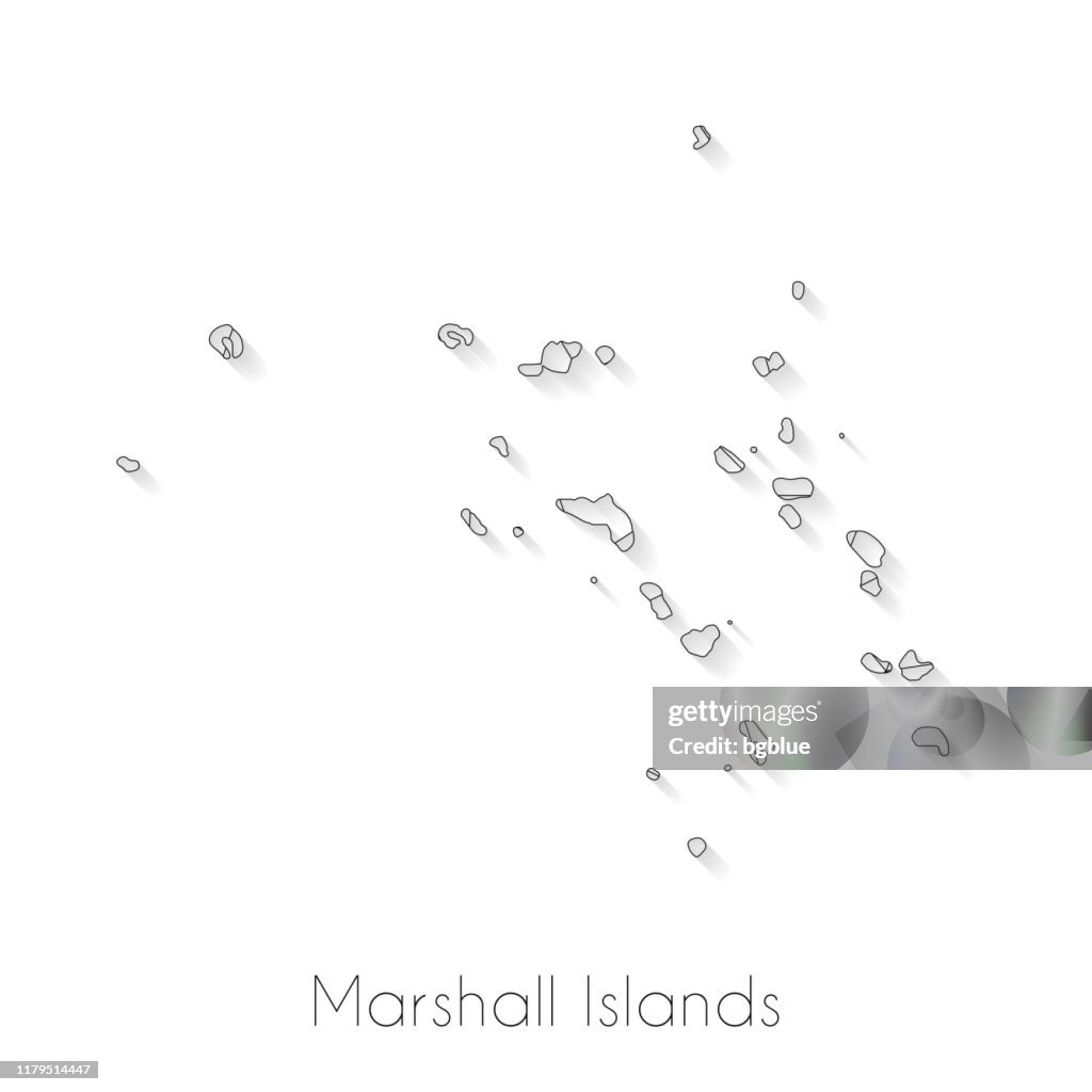 Marshall Islands map connection - Network mesh on white background