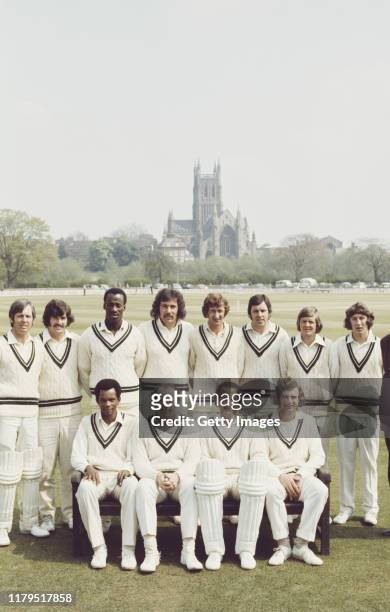 Worcestershire squad pictured ahead of their match against India at New Road on April 27, 1974 in Worcester, United Kingdom, selected players include...