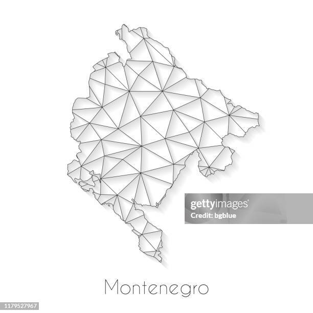 montenegro map connection - network mesh on white background - montenegro stock illustrations