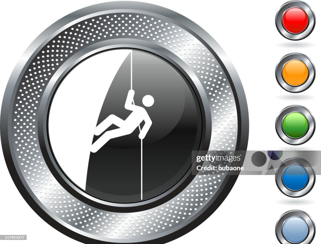 Mountain Climbing on metallic button