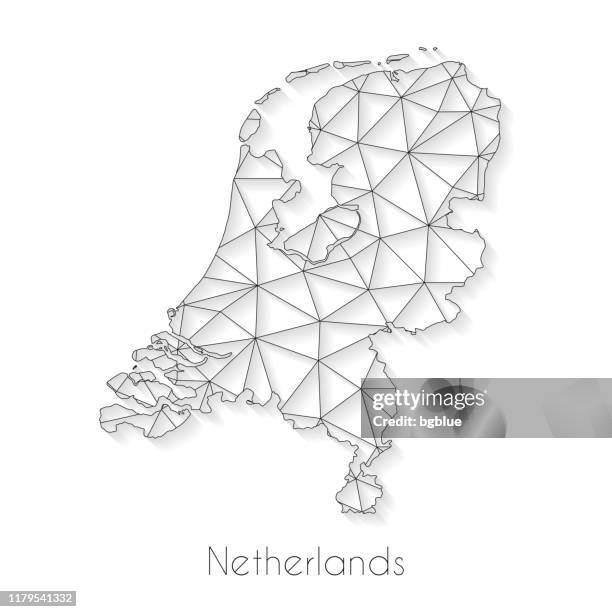netherlands map connection - network mesh on white background - netherlands map stock illustrations