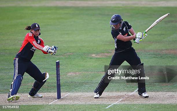 Sarah Taylor of England catches Liz Perry of New Zealand, off the bowling of Arran Brindle during the NatWest Women's Quadrangular Series match...