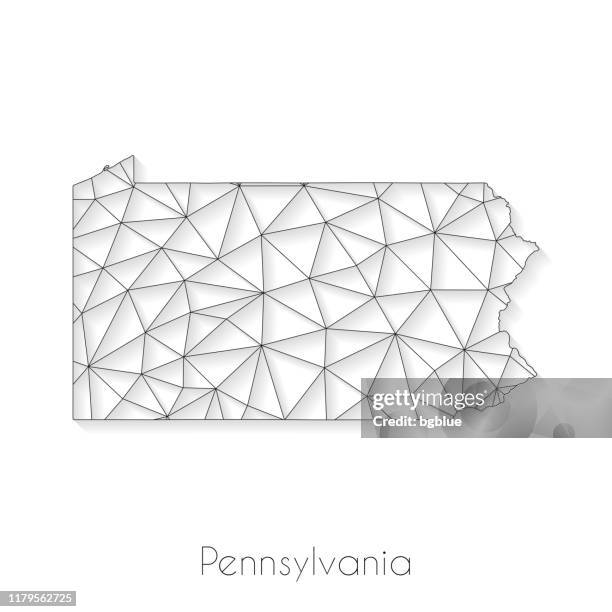 pennsylvania map connection - network mesh on white background - philadelphia map stock illustrations