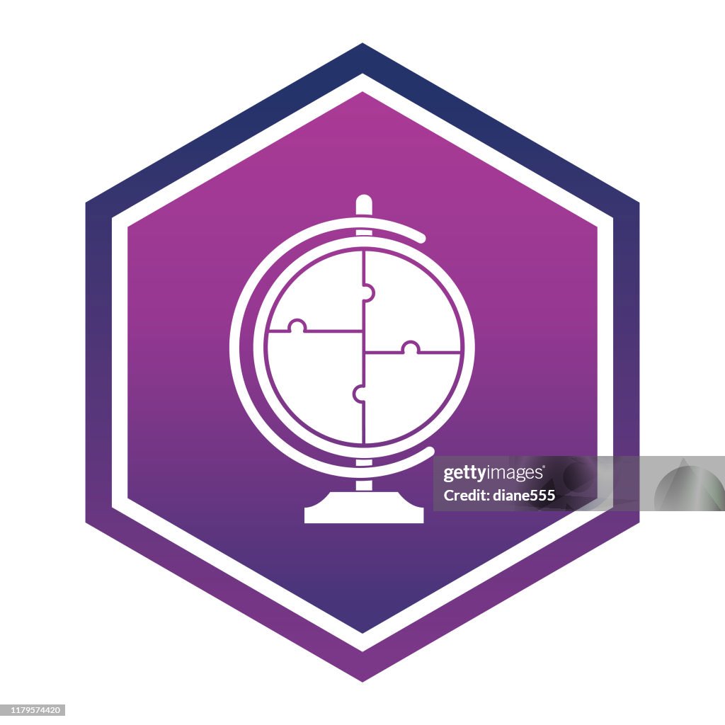 Back To School Icon On Purple Gradient Hexagon Background