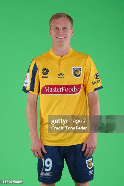 Matt Simon poses during the Central Coast Mariners 2019/20 A-League headshots session at Central Coast Stadium on October 07, 2019 in Gosford,...