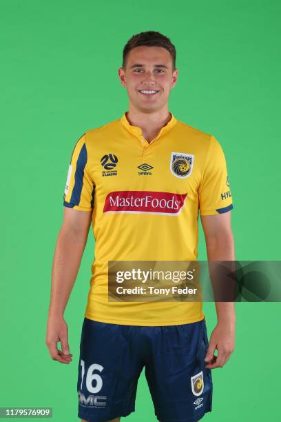 Dylan Fox poses during the Central Coast Mariners 2019/20 A-League headshots session at Central Coast Stadium on October 07, 2019 in Gosford,...