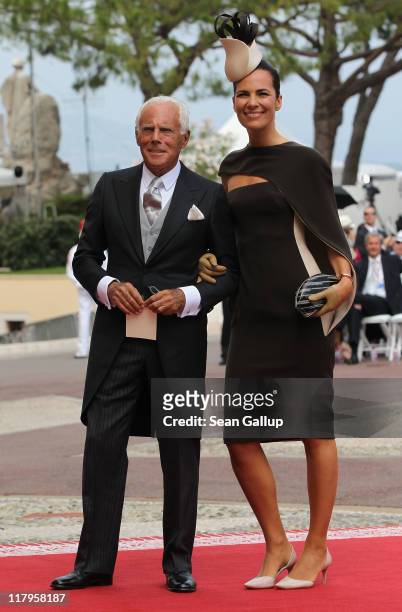 Giorgio Armani and Roberta Armani attend the religious ceremony of the Royal Wedding of Prince Albert II of Monaco to Princess Charlene of Monaco in...