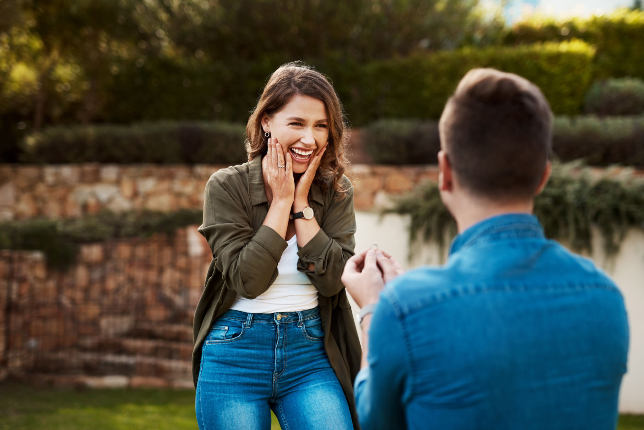 happy couple proposal
