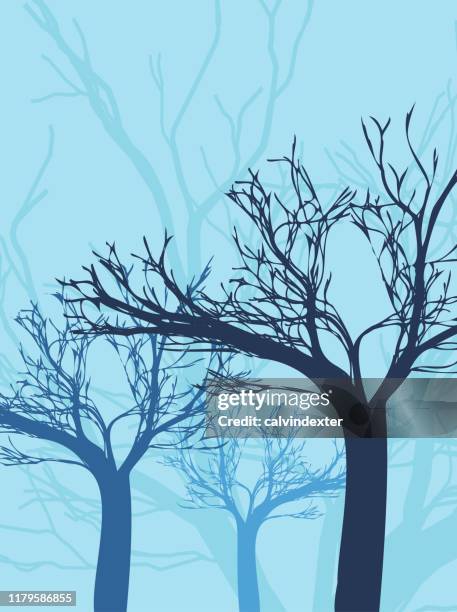tree silhouette background design - dead tree isolated stock illustrations